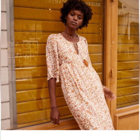 Louise Misha Geranium Floral Cream Maxi Dress M/L - Picture 2 of 9